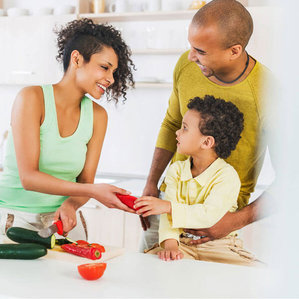 Family cooking together